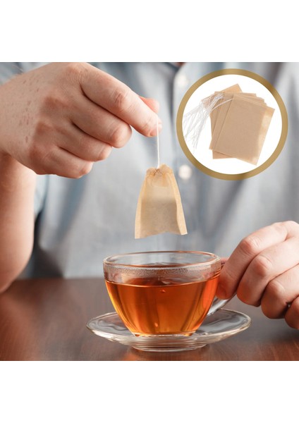 Gösterildiği Gibi 100 Adet 7x9 cm Ipli Çay Poşeti Filtre Kağıdı Boş Çay Poşeti Çanta Gevşek Yaprak Çay Tozu (Orijinal Renk) (Yurt Dışından)