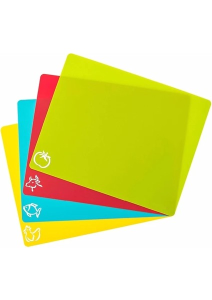 4 Adet Set Taşınabilir Kesme Mat Seti Renkli Mutfak Kesme Tahtası Seti Süper Kolay Temiz Modern Kesme Tahtaları Güzel Esnek Yapışmaz (Yurt Dışından)