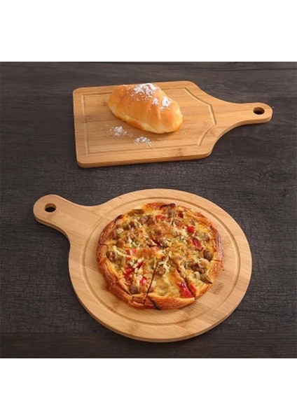 33X18CM Ahşap Kesme Tahtası Mutfak Kesme Tahtası Saplı Masif Ahşap Yemek Tahtası Pizza Ekmeği Meyve Asılabilir Kesme Tahtası Ahşap Plaka (Yurt Dışından)