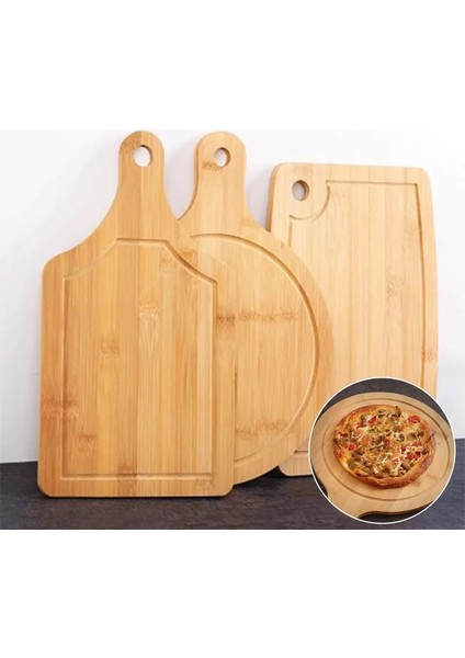 33X18CM Ahşap Kesme Tahtası Mutfak Kesme Tahtası Saplı Masif Ahşap Yemek Tahtası Pizza Ekmeği Meyve Asılabilir Kesme Tahtası Ahşap Plaka (Yurt Dışından)