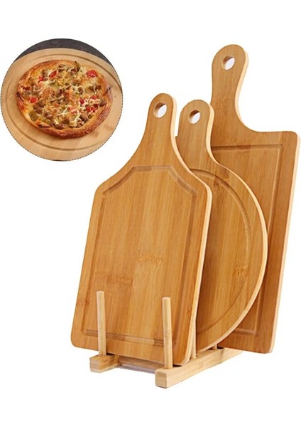 33X18CM Ahşap Kesme Tahtası Mutfak Kesme Tahtası Saplı Masif Ahşap Yemek Tahtası Pizza Ekmeği Meyve Asılabilir Kesme Tahtası Ahşap Plaka (Yurt Dışından)