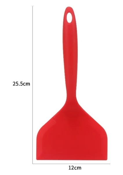Kırmızı 1 Adet Büyük Silikon Turner Küçük Aletler Mutfak Gereçleri Biftek Yumurta Balık Kızartma Tavası Kaşık Yapışmaz Tava Spatula Pişirme Kapları (Yurt Dışından)