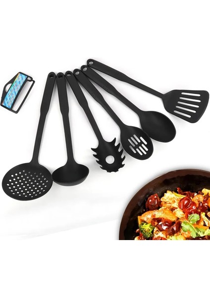 Siyah 6 Adet Naylon Mutfak Eşyaları Çok Fonksiyonlu Siyah Kürek Kaşık Çorba Kepçesi Spatula Seti Yapışmaz Mutfak Pişirme Araçları Gadget (Yurt Dışından) fiyatları
