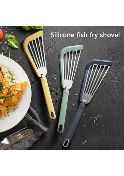Mavi Silikon Kızarmış Balık Kürek Yüksek Sıcaklığa Dayanıklı Spatula Kaçak Kürek Paslanmaz Çelik Biftek Tavada Kızartma Kürek Mutfak Eşyaları (Yurt Dışından) fiyatları
