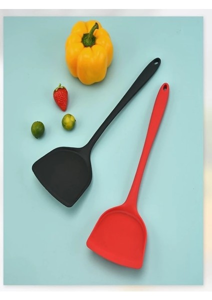 Kırmızı L Silikon Mutfak Pişirme Gereçleri Spatula Turner Sığır Eti Yumurta Mutfak Kazıyıcı Geniş Pizza Kürek Yapışmaz Pişirme Aracı (Yurt Dışından) fırsatları