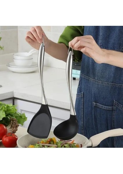 Gri 1 Adet Yapışmaz Silikon Pişirme Spatulası Çorba Kaşığı Paslanmaz Çelik Saplar Wok Kürek Esnek Gözleme Mutfak Pişirme Ok 1204 (Yurt Dışından) fiyatları