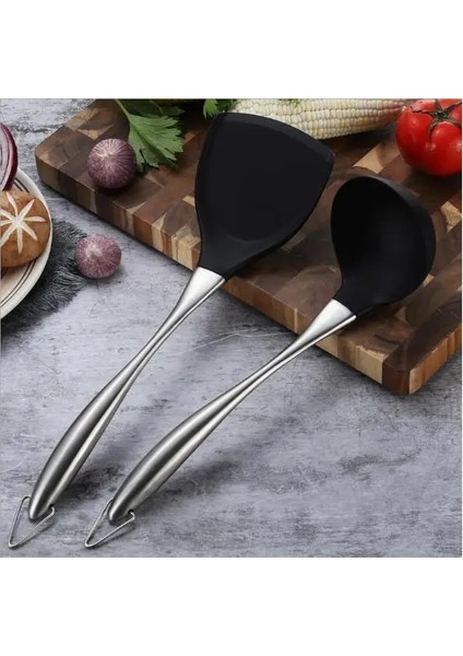 Gri 1 Adet Yapışmaz Silikon Pişirme Spatulası Çorba Kaşığı Paslanmaz Çelik Saplar Wok Kürek Esnek Gözleme Mutfak Pişirme Ok 1204 (Yurt Dışından) modelleri