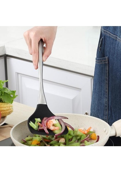 Gri 1 Adet Yapışmaz Silikon Pişirme Spatulası Çorba Kaşığı Paslanmaz Çelik Saplar Wok Kürek Esnek Gözleme Mutfak Pişirme Ok 1204 (Yurt Dışından) indirimleri