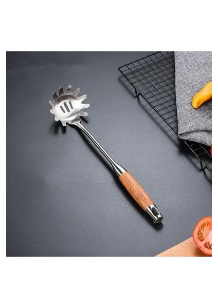 Stil 5 304 Paslanmaz Çelik Gülağacı Ahşap Saplı Mutfak Eşyaları Spatula Kürek Kevgir Yemek Kaşığı Eşyaları Mutfak Eşyası Turner Seti (Yurt Dışından)