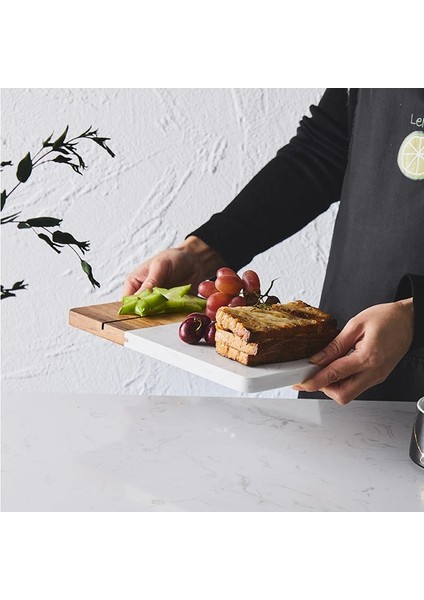 Blok Peynir Tereyağı Peynir Servis Tahtası Için Tel Akasya Ağacı ve Mermer Peynir Dilimleme ve Peynir Kesme Tahtası (Yurt Dışından)