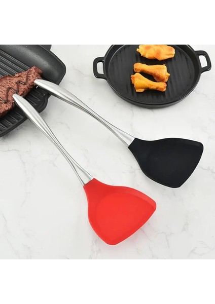 Kırmızı Mutfak Aksesuarları Paslanmaz Çelik Silikon Spatula Yapışmaz Tava Içi Boş Saplı Çorba Kaşığı Spatula Mutfak Seti Mutfak Seti (Yurt Dışından) fiyatları