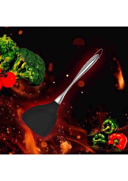Kırmızı Mutfak Aksesuarları Paslanmaz Çelik Silikon Spatula Yapışmaz Tava Içi Boş Saplı Çorba Kaşığı Spatula Mutfak Seti Mutfak Seti (Yurt Dışından) modelleri