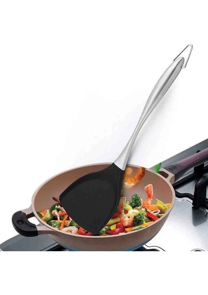 Kırmızı Mutfak Aksesuarları Paslanmaz Çelik Silikon Spatula Yapışmaz Tava Içi Boş Saplı Çorba Kaşığı Spatula Mutfak Seti Mutfak Seti (Yurt Dışından) indirimleri