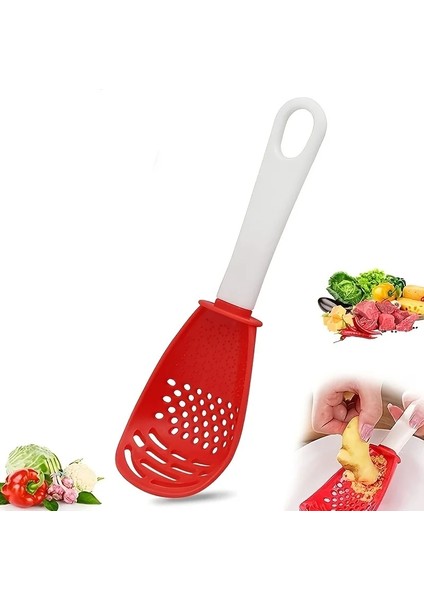 Kırmızı 1 Adet Çok Fonksiyonlu Skimmer Kaşık Kevgir Süzgeç Ezici Mutfak Aletleri Drenaj Ezme ve Taşlama (Yurt Dışından) fiyatları