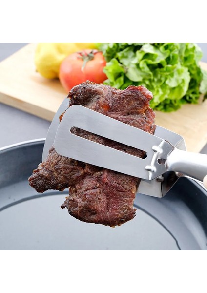 Gümüş Paslanmaz Çelik Kızartma Küreği Klip Çok Fonksiyonlu Biftek Barbekü Maşa Kızartma Balık Spatula Klip Ekmek Klip Ev Mutfak Aracı (Yurt Dışından) fiyatları
