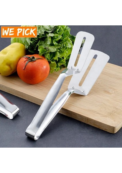 Gümüş Paslanmaz Çelik Kızartma Küreği Klip Çok Fonksiyonlu Biftek Barbekü Maşa Kızartma Balık Spatula Klip Ekmek Klip Ev Mutfak Aracı (Yurt Dışından) indirimleri