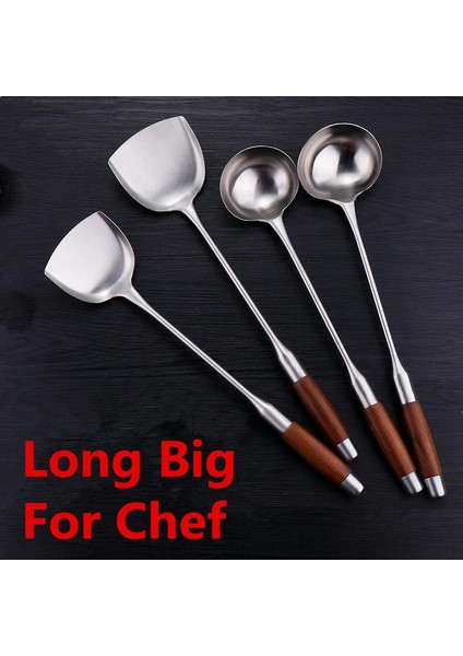 Stil 4 Uzun Saplı Çorba Kepçesi Kaşık Turner Paslanmaz Çelik Gülağacı Spatula Soslar Kaşık Mutfak Pişirme Gereçleri Aracı Ahşap Wok Spatula (Yurt Dışından)