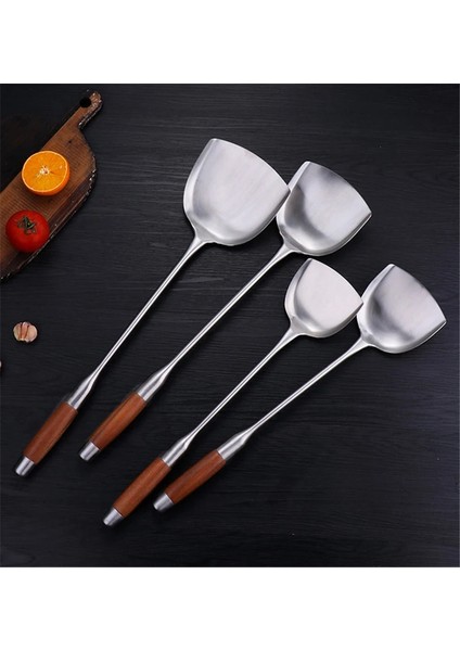 Stil 4 Uzun Saplı Çorba Kepçesi Kaşık Turner Paslanmaz Çelik Gülağacı Spatula Soslar Kaşık Mutfak Pişirme Gereçleri Aracı Ahşap Wok Spatula (Yurt Dışından)