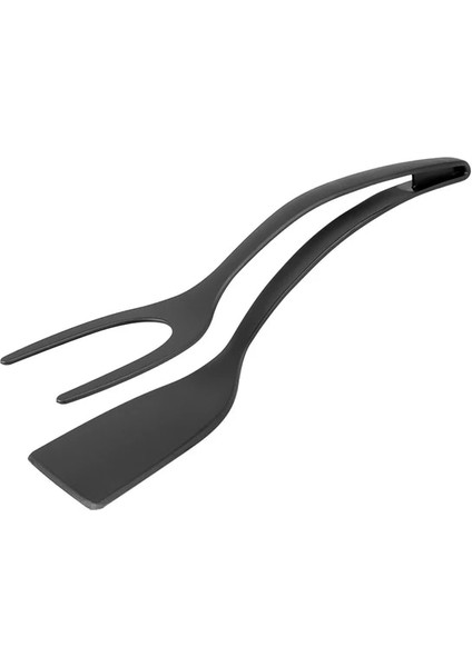 Siyah 2 In 1 Naylon Kavrama Çevirme Maşa Yumurta Spatula Maşa Biftek Spatula Maşa Kelepçe Gözleme Kızarmış Çeviriciler Mutfak Aksesuarları (Yurt Dışından)