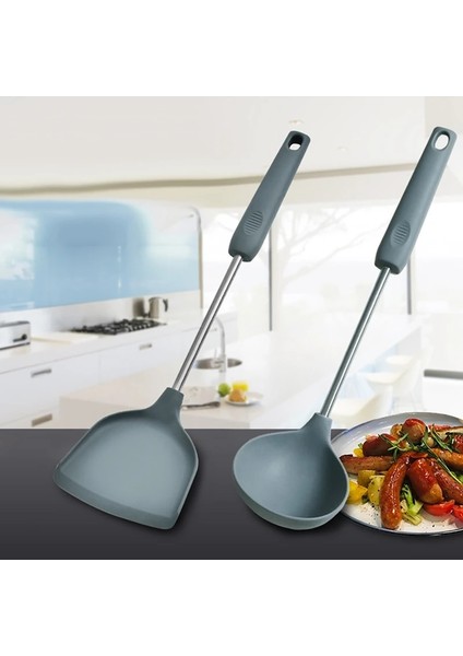 B Mutfak Eşyası Silikon Pişirme Kızartma Spatula Çorba Kepçesi Turner Çorba Kaşığı Yapışmaz Lapa Pişirme Gereçleri Spatula Kepçe (Yurt Dışından) indirimleri