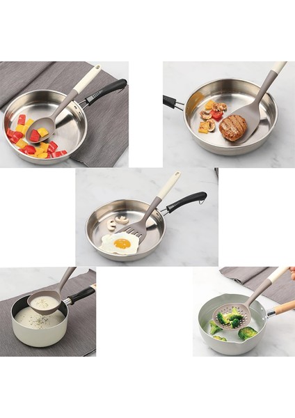 Stil 5 1 Adet Mutfak Eşyası Yapışmaz Oluklu Spatula Skimmer Kaşık Çorba Kepçesi Pişirme Küreği Karıştırma Kaşığı Mutfak Alet Aksesuarları (Yurt Dışından)
