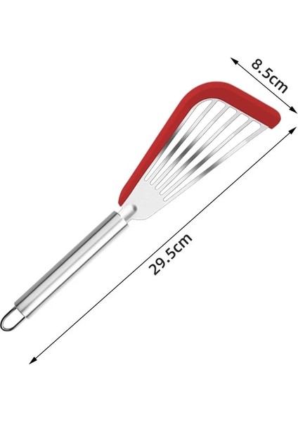 Kırmızı Paslanmaz Yomdıd Silikon Spatula Kızarmış Balık Kürek Paslanmaz Çelik Yapışmaz Spatula Biftek Gözleme Çevirme Spatula Pişirme Mutfak Aletleri (Yurt Dışından)