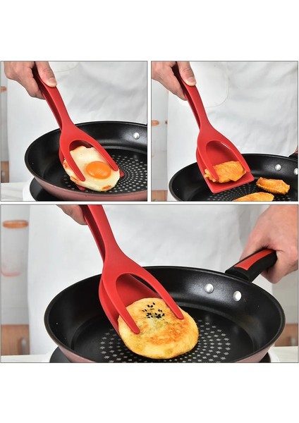 Kırmızı 2 In 1 Yapışmaz Gıda Maşası Maşa Çok Fonksiyonlu Kızarmış Yumurta Pişirme Gözleme Spatula Barbekü Omlet Mutfak Kelepçesi Cocina (Yurt Dışından) indirimleri