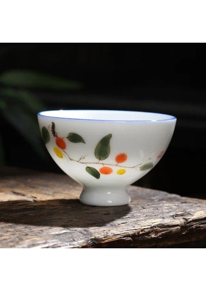 Stil 10 El-Boyalı Çay Bardağı Ev Tatlı Beyaz Porselen Kung Fu Çay Bardağı Ana Fincan Yaratıcı Pu'er Çay Bardağı Seramik Tek Fincan (Yurt Dışından)