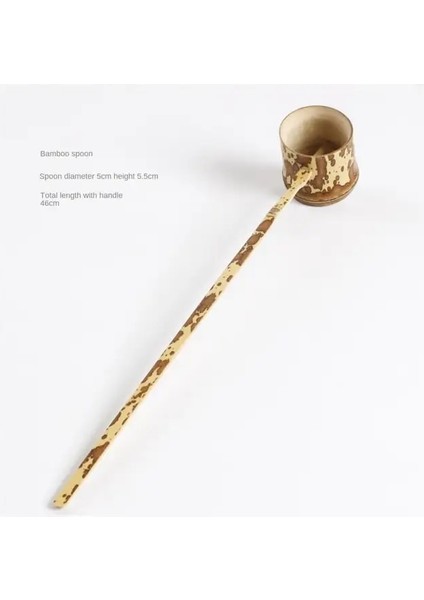 12 Su Kepçe Japon Bambu Kaşık Şarap Çırpıcı Uzun Saplı Kazan Kömürleşmiş Su Bambu Kaşık Çayevi Su Kazanı (Yurt Dışından)