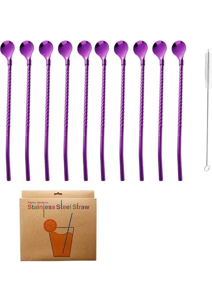 Mor 10 Adet Dişsiz Yuvarlak 5 Adet 10 Adet Paslanmaz Seel Çiçek Saman Kaşık Yaz Süt Çay Karıştırma Yerba Mate Pipetler Yeniden Kullanılabilir Içme Mutfak Malzemeleri (Yurt Dışından)