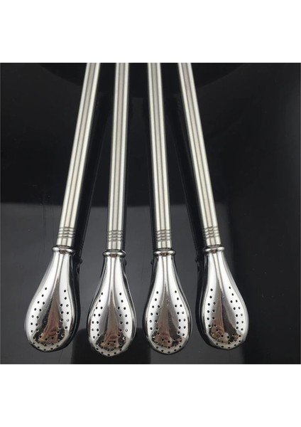 Fırça ile Yerba Mate Saman Kabak Bombilla Filtre Kaşıkları Yeniden Kullanılabilir Metal Pro Çay Araçları Paslanmaz Çelik Temizleme Fırçası ile Pipet Içme (Yurt Dışından)