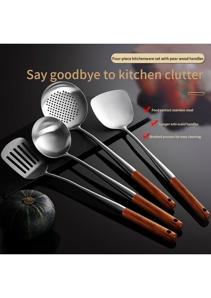 KEVGIR304 304LANGE Çelik Rvs Wok Spatel Pişirme Ekipmanları Mutfak Gereçleri Keuken Sleuven Rijst Lepel Kookgerei Gebruiksvoorwerp Set Turner (Yurt Dışından) modelleri