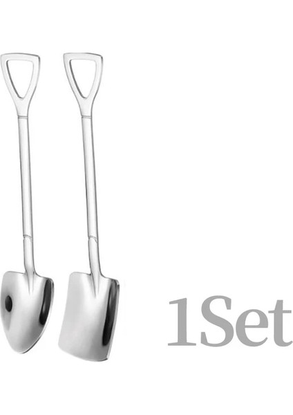 Gümüş 2 Adet Paslanmaz Çelik Çay Kaşığı Kürek Kaşık Dondurma Tatlı Kepçe Yaratıcı Kahve Kaşığı Meyve Kaşığı Sofra Çatal Bıçak Kaşık Seti (Yurt Dışından)