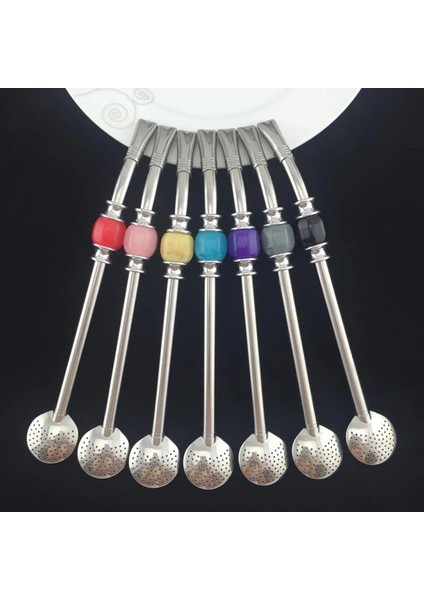 Koyu Mavi Opp Paketi Paslanmaz Çelik Içme Saman Kaşık Çay Filtresi Yerba Mate Çay Pipetleri Bombilla Kabak Yeniden Kullanılabilir Kahve Çay Aletleri Yıkanabilir Çay Aracı (Yurt Dışından)