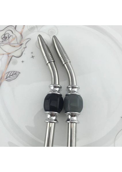 Koyu Mavi Opp Paketi Paslanmaz Çelik Içme Saman Kaşık Çay Filtresi Yerba Mate Çay Pipetleri Bombilla Kabak Yeniden Kullanılabilir Kahve Çay Aletleri Yıkanabilir Çay Aracı (Yurt Dışından)