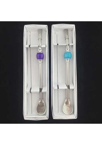 Pembe Kutu Paketi 304 Paslanmaz Çelik Içme Saman Kaşık Çay Filtresi Temizleme Fırçası Payet ile Yerba Mate Bombilla Kabak Yeniden Kullanılabilir Kahve Araçları (Yurt Dışından) fırsatları