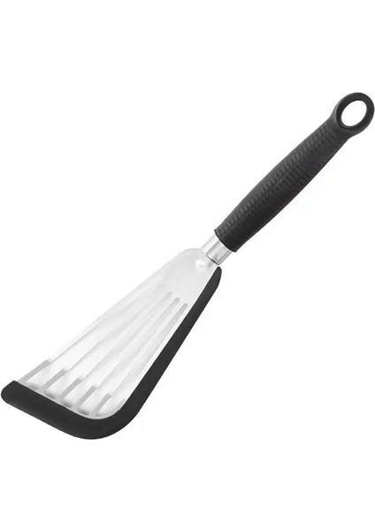 Siyah Pişirme Spatula Rahat Kavrama Kızartma Küreği Paslanmaz Çelik Kızartma Faydalı Tofu Balık Biftek Oluklu Turner (Yurt Dışından)