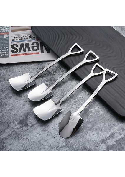 Gümüş 10 Adet Kalınlaşmak Kahve Kaşığı Çay Kaşığı Çatal Bıçak Kaşık Seti Paslanmaz Çelik Retro Demir Kürek Dondurma Kaşığı Kepçe Yaratıcı Kaşık (Yurt Dışından) fırsatları
