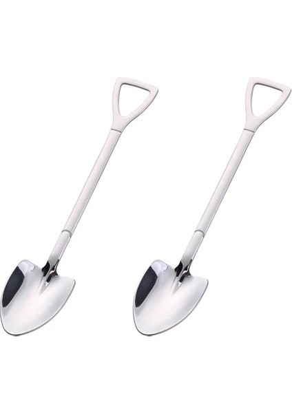 Gümüş 2 Adet Kalınlaşmak Kahve Kaşığı Çay Kaşığı Çatal Bıçak Kaşık Seti Paslanmaz Çelik Retro Demir Kürek Dondurma Kaşığı Kepçe Yaratıcı Kaşık (Yurt Dışından)