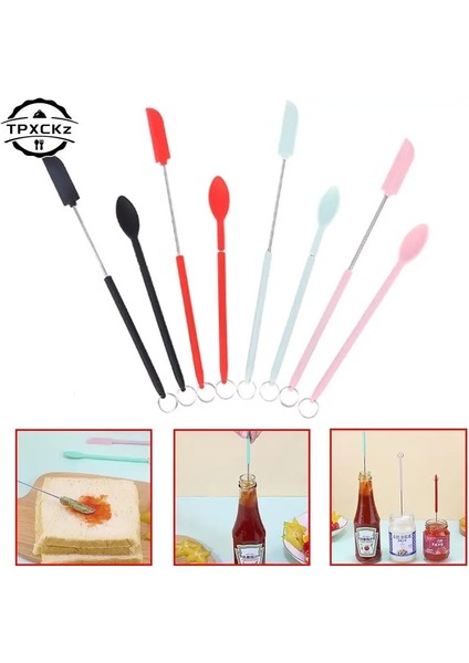 A4 Silikon Mini Spatula Uzatılabilir Slicker-Kaşık Kozmetik Şişe Reçel Kazıyıcı Kremalı Kek Spatula Mutfak Gadget Pişirme Aksesuarları (Yurt Dışından)