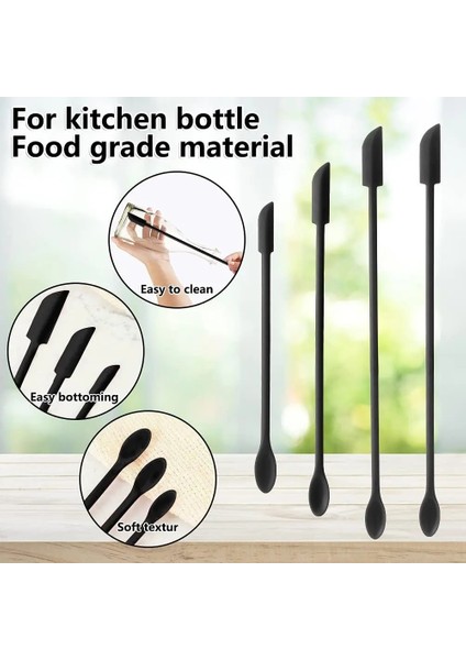 Kırmızı L 1/3/4 Adet Mini Silikon Spatula Ince Kavanoz Bal Makyaj Tereyağı Kek Spatula Çift Kafa Kaşık Spatula Seti Mutfak Aksesuarları (Yurt Dışından)