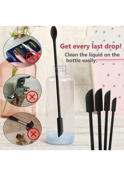 Kırmızı L 1/3/4 Adet Mini Silikon Spatula Ince Kavanoz Bal Makyaj Tereyağı Kek Spatula Çift Kafa Kaşık Spatula Seti Mutfak Aksesuarları (Yurt Dışından)