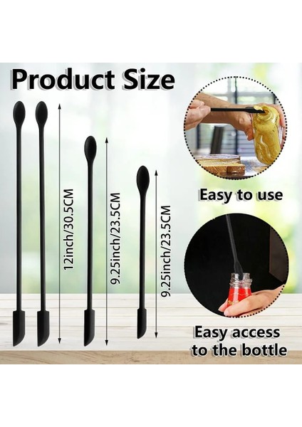 Kırmızı L 1/3/4 Adet Mini Silikon Spatula Ince Kavanoz Bal Makyaj Tereyağı Kek Spatula Çift Kafa Kaşık Spatula Seti Mutfak Aksesuarları (Yurt Dışından)