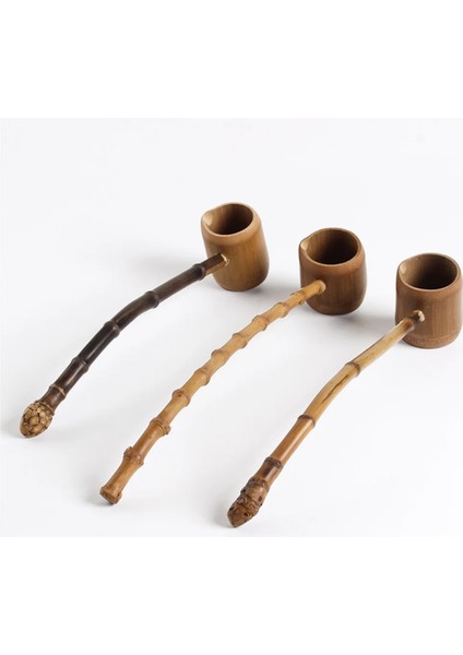 05 Bambu Su Kaşığı Çay Töreni Aksesuarları Bambu Uzun Saplı Kömürleşmiş Su Kaşığı Su Bambu Pota Kepçe Japon Tarzı (Yurt Dışından)