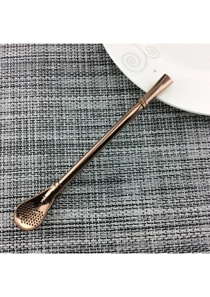 Gül Altın Renkli Sıcak Çay Filtresi Yerba Mate Paslanmaz Çelik Pipetler Bombilla Kabak Yeniden Kullanılabilir Araçlar Içecek Saman Kaşık Yıkanabilir Kahve Aracı (Yurt Dışından)