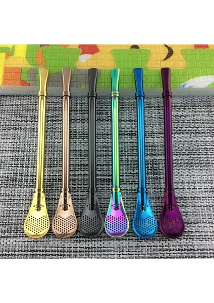 Gül Altın Renkli Sıcak Çay Filtresi Yerba Mate Paslanmaz Çelik Pipetler Bombilla Kabak Yeniden Kullanılabilir Araçlar Içecek Saman Kaşık Yıkanabilir Kahve Aracı (Yurt Dışından)