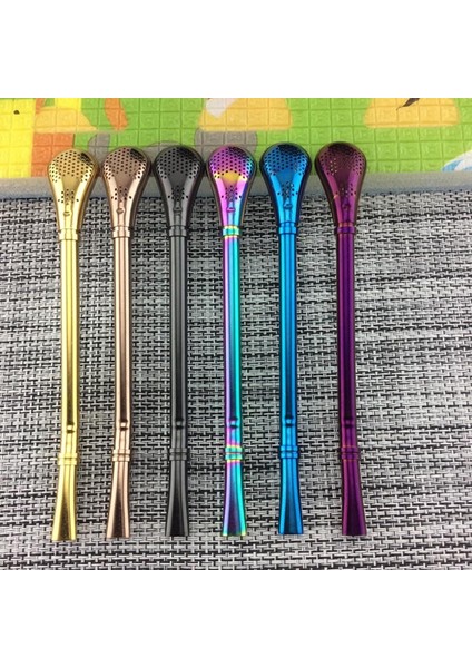 Gül Altın Renkli Sıcak Çay Filtresi Yerba Mate Paslanmaz Çelik Pipetler Bombilla Kabak Yeniden Kullanılabilir Araçlar Içecek Saman Kaşık Yıkanabilir Kahve Aracı (Yurt Dışından)