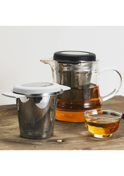 Kırmızı Kapak Yaratıcı Çift Kulak Bardağı Tipi Çay Süzgeci Paslanmaz Çelik Ince Örgü Çay Demlik Kapaklı Kahve Çay Kaçak Filtresi Çay Aksesuarları (Yurt Dışından) fırsatları