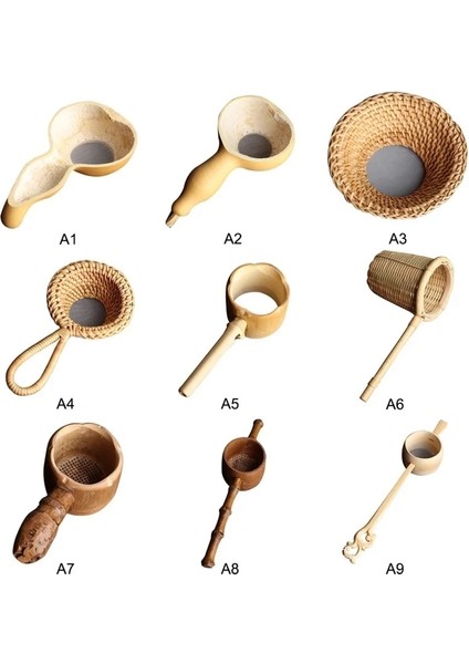 A8 Yeni Çay Süzgeçleri Bambu Rattan Kabak Şekilli Çay Yaprakları Huni Çay Masası Süsü Çay Töreni Aksesuarları (Yurt Dışından)