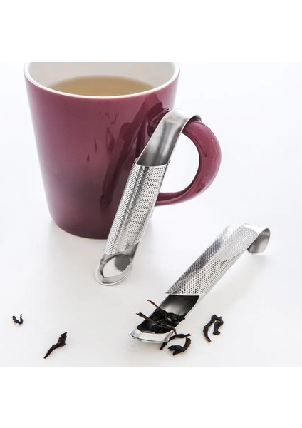 Gümüş 1 Adet Paslanmaz Çelik Çay Demlik Boru Şekli Tasarım Çay Süzgeçleri Asılı Kaşık Filtre Çaydanlık Bardak Teaware Aracı Mutfak Malzemeleri (Yurt Dışından) indirimleri